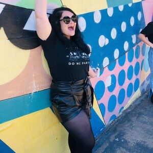 Black Faux Leather Women Shorts